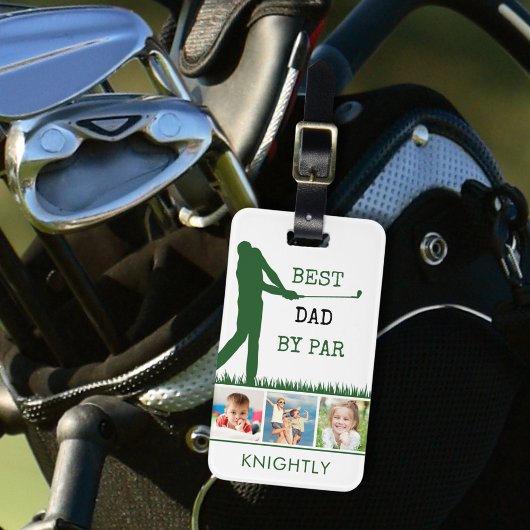 Golfer BEST DAD DOOR PAR 3 Persoonlijke foto Bagagelabel
