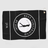 Golfer Best Vriendin by Par Monogram Sport Black Golfhanddoek (Horizontaal)