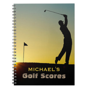 Golfer bij Sunset Gold Scores Persoonlijk Notitieboek