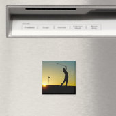 Golfer bij Sunset Magneet (Insitu (Vaatwasser))