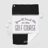 Golfer Black & White Golf Course Quote Monogrammed Golfhanddoek (Insitu)