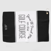 Golfer Black & White Golf Course Quote Monogrammed Golfhanddoek (Horizontaal)
