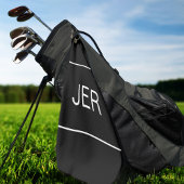 Golfer Black White Monogramed Initialen Sports Pro Golfhanddoek
