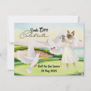 Golfer Bruid Trouwen Bachelorette voor kattenliefh Briefkaart