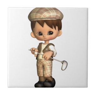 Golfer Caricature Tile Tegeltje