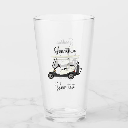 Golfer Cart Pint Drink Glas (Voorkant)