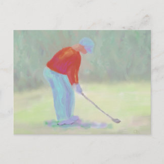 Golfer, carte postale