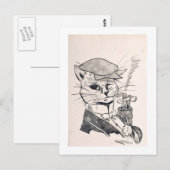 Golfer Cat, Louis Wain Briefkaart (Voorkant / Achterkant)