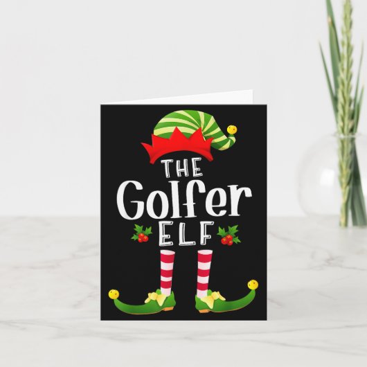 Golfer Christmas Elf Matching Pajama X-mas Party Kaart (Voorkant)