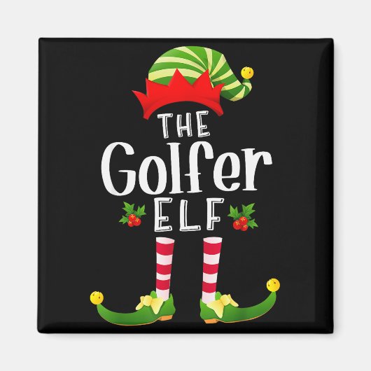 Golfer Christmas Elf Matching Pajama X-mas Party  Magneet (Voorkant)