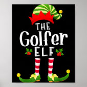 Golfer Christmas Elf Matching Pajama X-mas Party Poster (Voorkant)