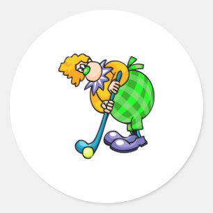 Golfer Clown Ronde Sticker