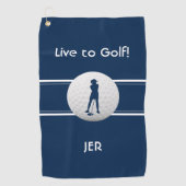 Golfer Dames Sport Sjabloon Blauw Monogrammed Golfhanddoek (Voorkant)