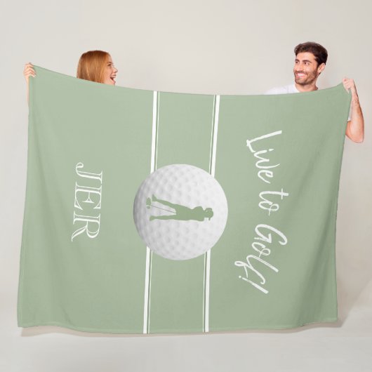 Golfer Dames Sport Sjabloon Sage Green Custom Fleece Deken (In situ)