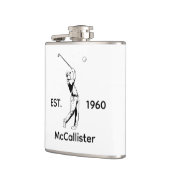 Golfer en gepersonaliseerde naam en jaar heupfles (Links)