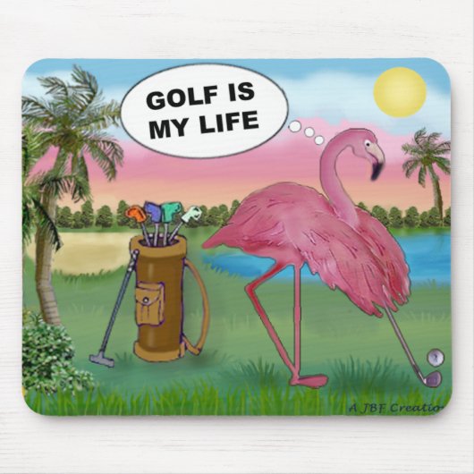 Golfer Flamingo - Golf is mijn leven Muismat (Voorkant)