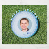 Golfer foto gesigneerd golfbal verjaardag bier etiket (Enkel label)