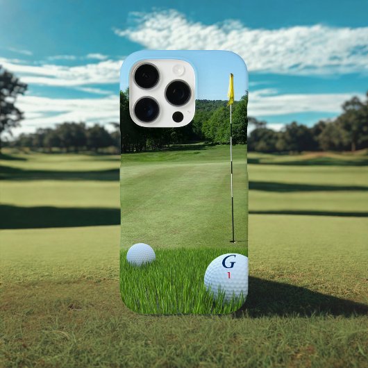 Golfer Foto Golf Bal Monogrammed Groen Case-Mate iPhone Case