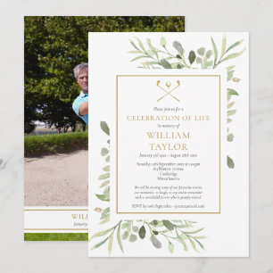 Golfer Foto Herdenkingsviering Funeral Kaart