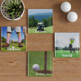 Golfer Foto's Aangepaste 4 Afbeeldingen Golf Onder Onderzetter Set