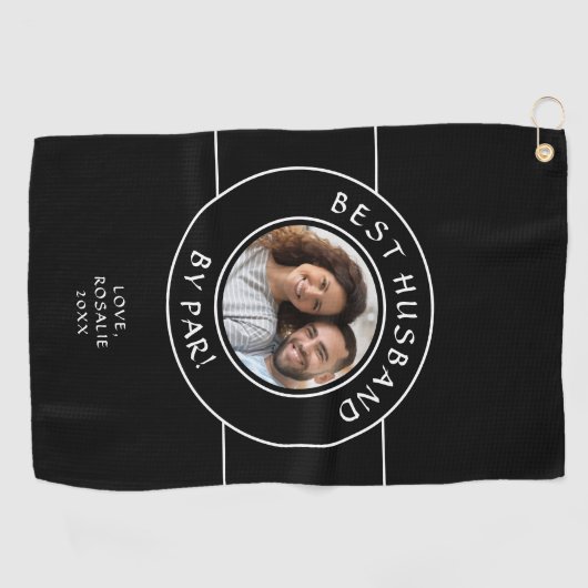 Golfer Fun Foto Beste Man van Par Modern Golfhanddoek (Horizontaal)