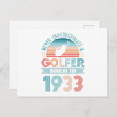 Golfer geboren in 1933 90ste verjaardag cadeau voo briefkaart (Voorkant / Achterkant)
