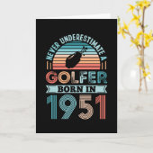 Golfer geboren in 1951 Golfing 70th Birthday Gift Kaart (Gele Bloem)
