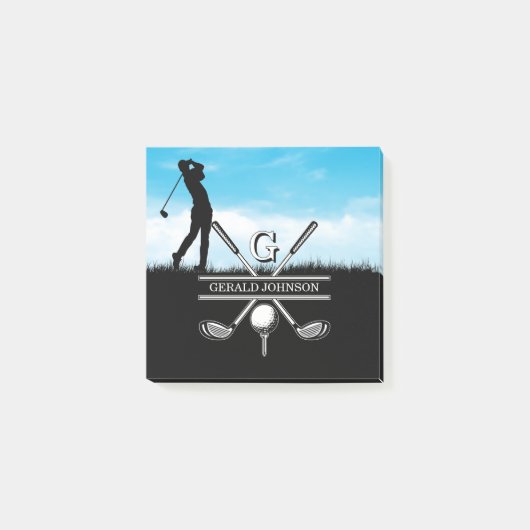Golfer Gepersonaliseerd monogram ontwerp Post-it® Notes (Voorkant)