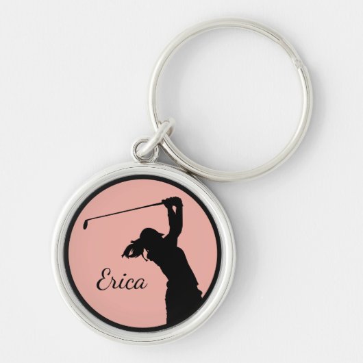 Golfer Girl Golfing Personalized Golf Sleutelhanger (Voorkant)