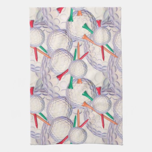 Golfer; Golf Balls & T - shirts Pattern Theedoek (Verticaal)