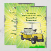 Golfer Golf Cart Golfing Tournament Invitation Kaart (Voorkant / Achterkant)