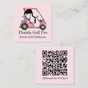 Golfer Golf Club Pastel Roze Flamingo Aangepast Vierkante Visitekaartje