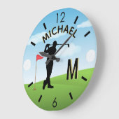 Golfer Golf Course Custom Name 3-D Monogram Grote Klok (Hoek)