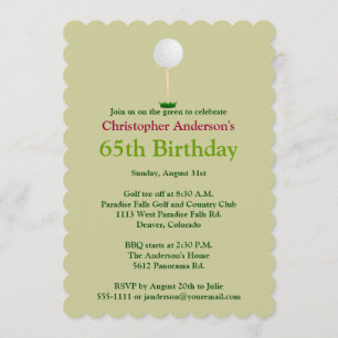 Golfer Golf Golfing 65th Birthday Invitation Kaart