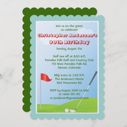 Golfer Golf Golfing Ball en Flag 30th Birthday Kaart (Voorkant / Achterkant)