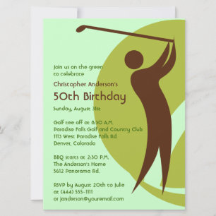 Golfer Golf Golfing Green Brown 50th Birthday Kaart