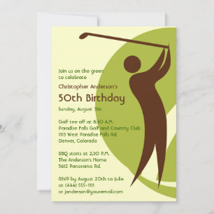 Golfer Golf Golfing Green Brown 50th Birthday Kaart