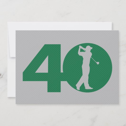 Golfer Golf Green Grey Invitation 40e anniversaire (Devant)
