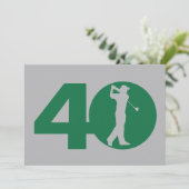 Golfer Golf Green Grey Invitation 40e anniversaire (Debout devant)