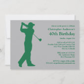 Golfer Golf Green Grey Invitation 40e anniversaire (Dos)