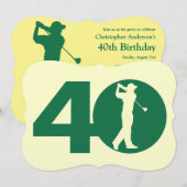 Golfer Golf Green tan 40th Birthday Invitation Kaart (Voorkant / Achterkant)