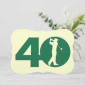 Golfer Golf Green tan 40th Birthday Invitation Kaart (Staand voorkant)