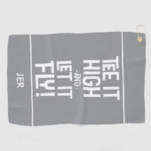 Golfer Golf Humor Grappige Sport Monogrammed Grijs Golfhanddoek (Horizontaal)