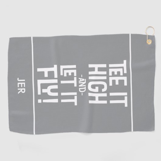 Golfer Golf Humor Grappige Sport Monogrammed Grijs Golfhanddoek (Horizontaal)