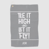 Golfer Golf Humor Grappige Sport Monogrammed Grijs Golfhanddoek (Voorkant)
