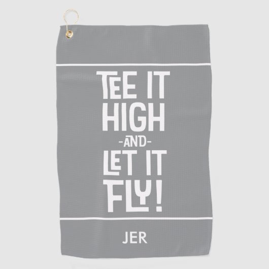 Golfer Golf Humor Grappige Sport Monogrammed Grijs Golfhanddoek (Voorkant)