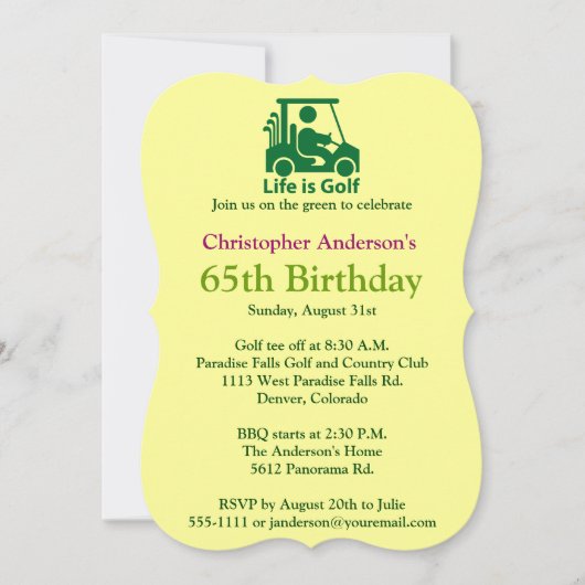Golfer Golf Invitation 65e anniversaire (Devant)