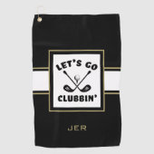 Golfer Golf Modern Monogram Pro Sport Black Gold Golfhanddoek (Voorkant)