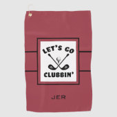 Golfer Golf Modern Monogram Pro Sports Red Black Golfhanddoek (Voorkant)