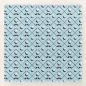 Golfer Golf Pattern Blue Pattern Glazen Onderzetter (Voorkant)
